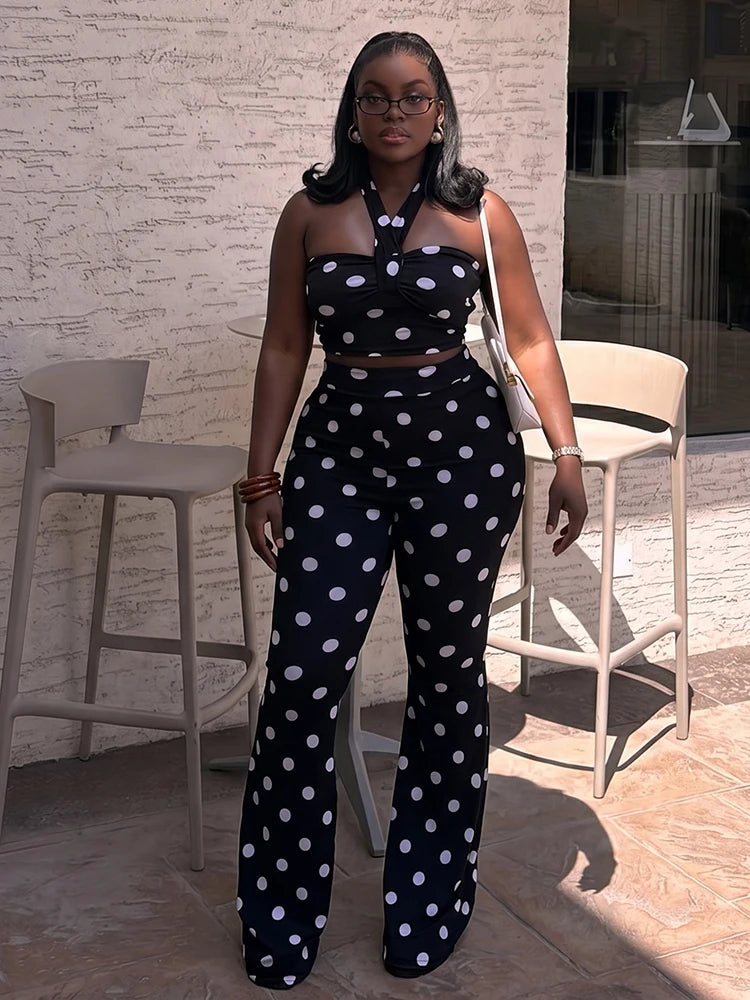 Fernanda Halter Off Shoulder Backless Two Piece Sets