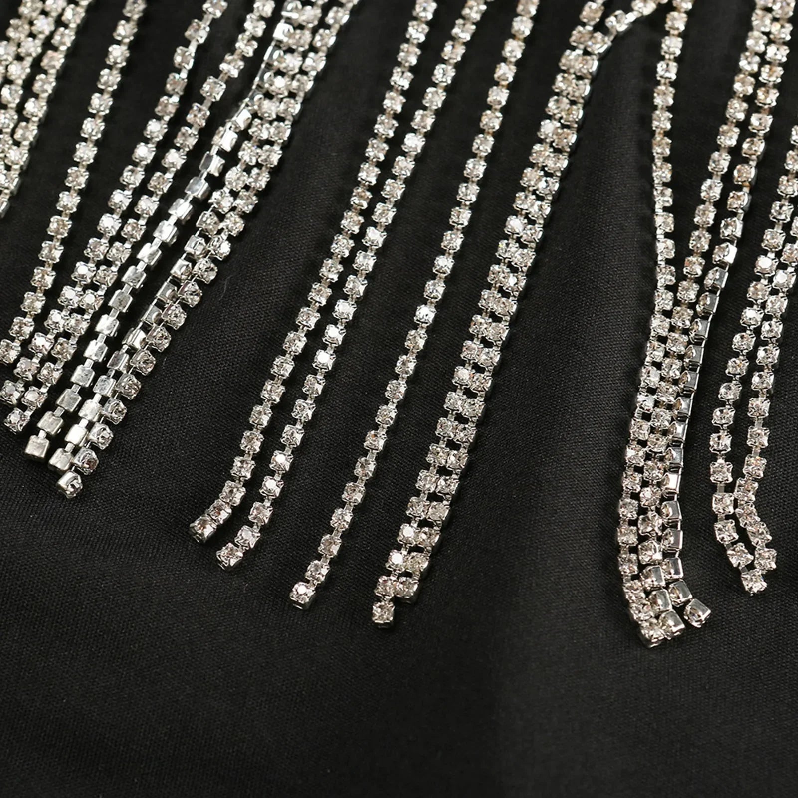 Red Hook Solid Color Splicing Bright Diamond Tassel Wrapped Chest Tops