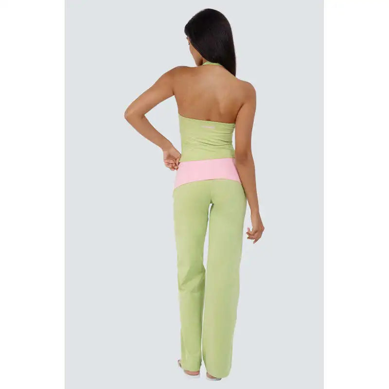 Pilar Contrasting Color Hanging Neck Two Piece Sets