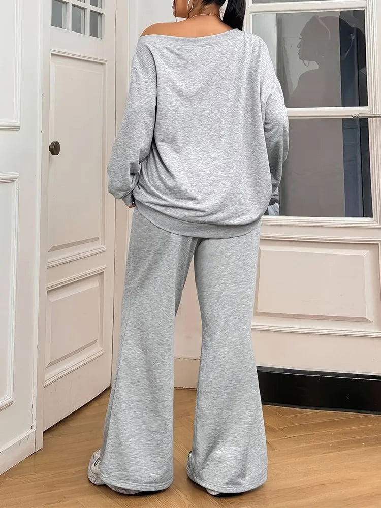 Gabriela Plus Size Solid Long Sleeve Two Pieces Sets