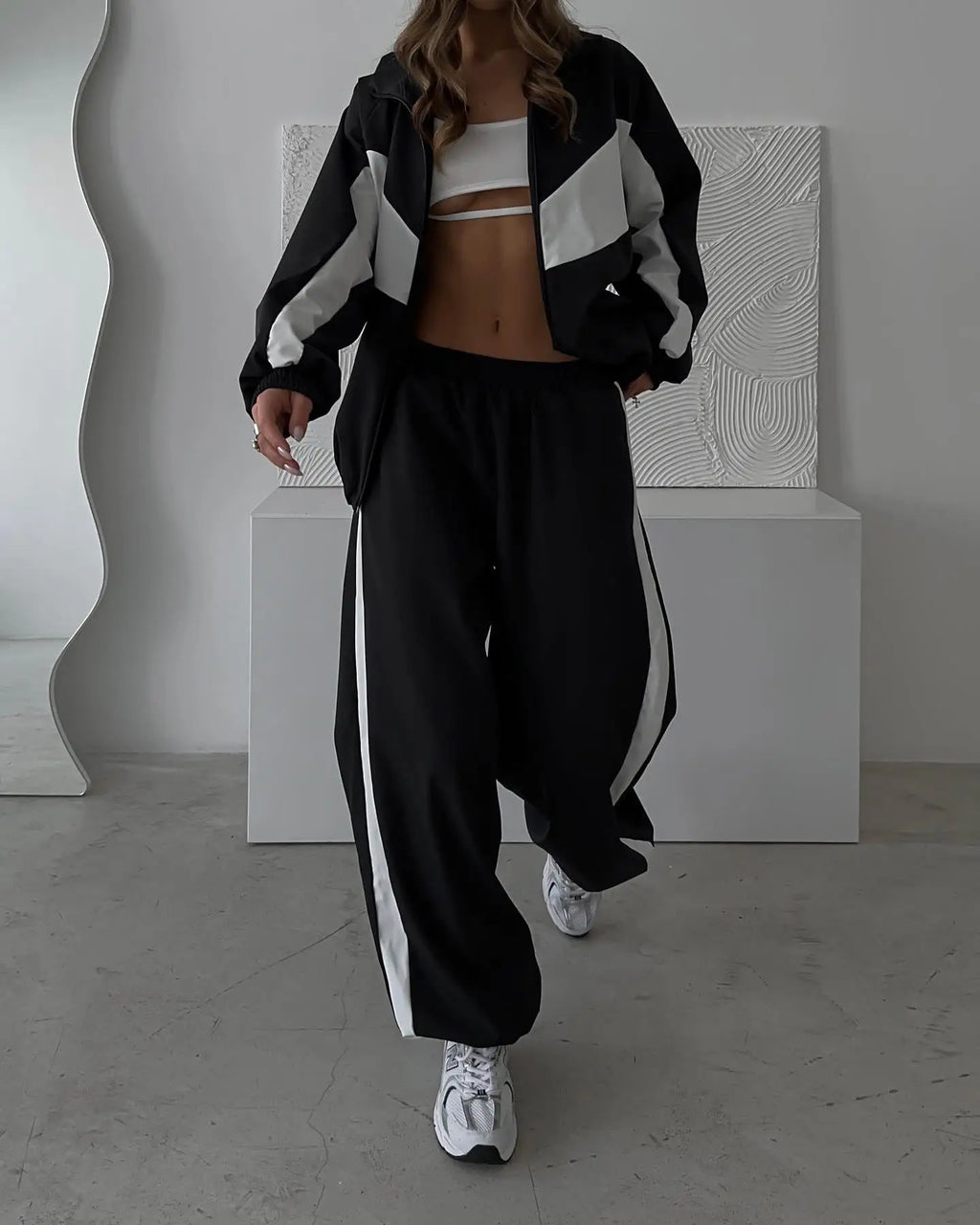 Samantha Zip Collar Wide Leg Two Piece Sets