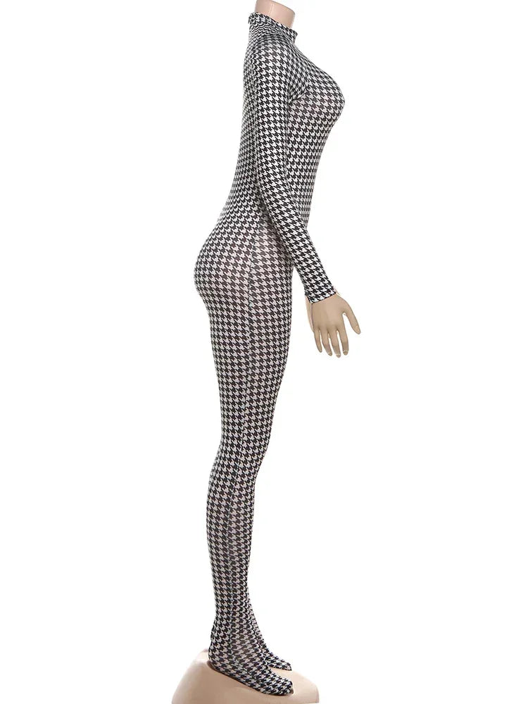 Bensonhurts Snake Print Foot Zip Trend O Neck Full Sleeve Stretch Jumpsuit