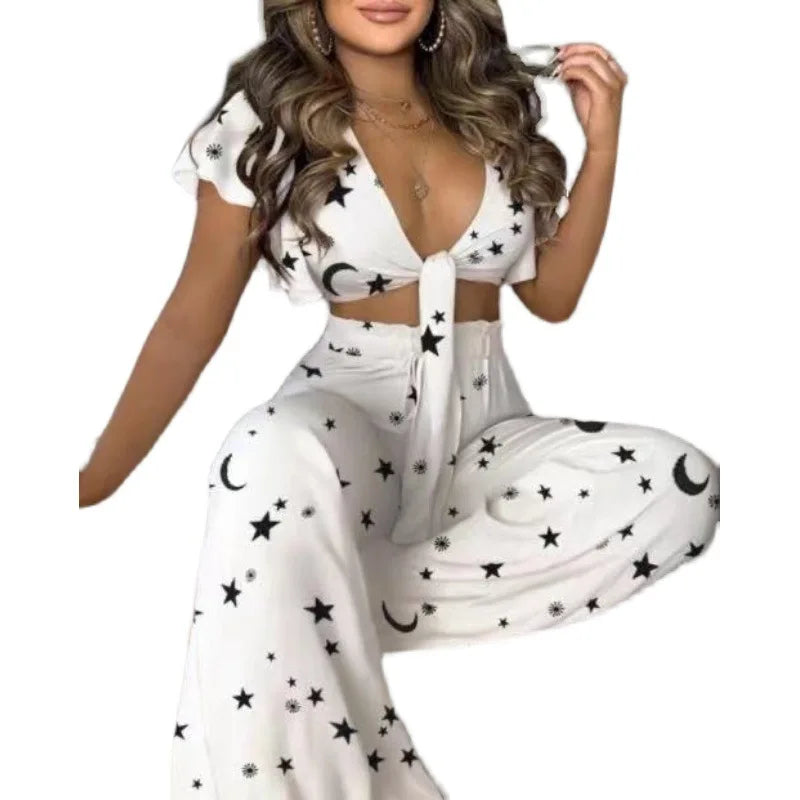 Hilda Belted Low Long Thouser Casual Two Piece Sets