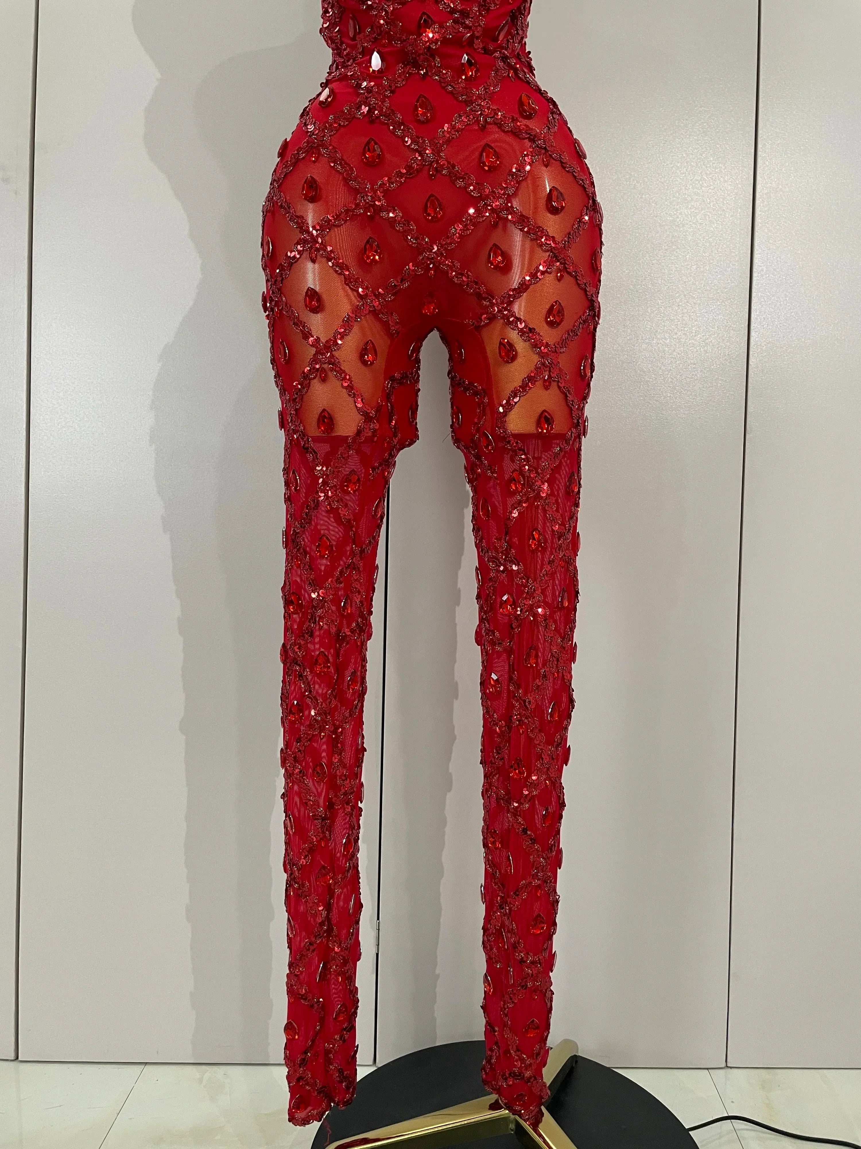 Scranton Sparkly Black Diamond Mesh See THhrough Jumpsuit