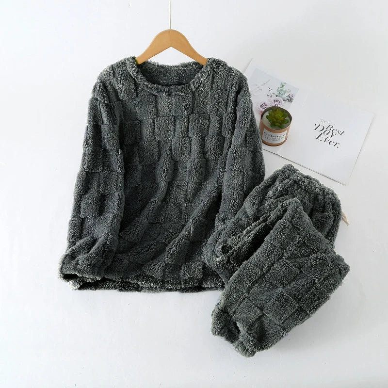 Lia Autumn Winter Plaid O-Neck Pullover Two Piece Sets