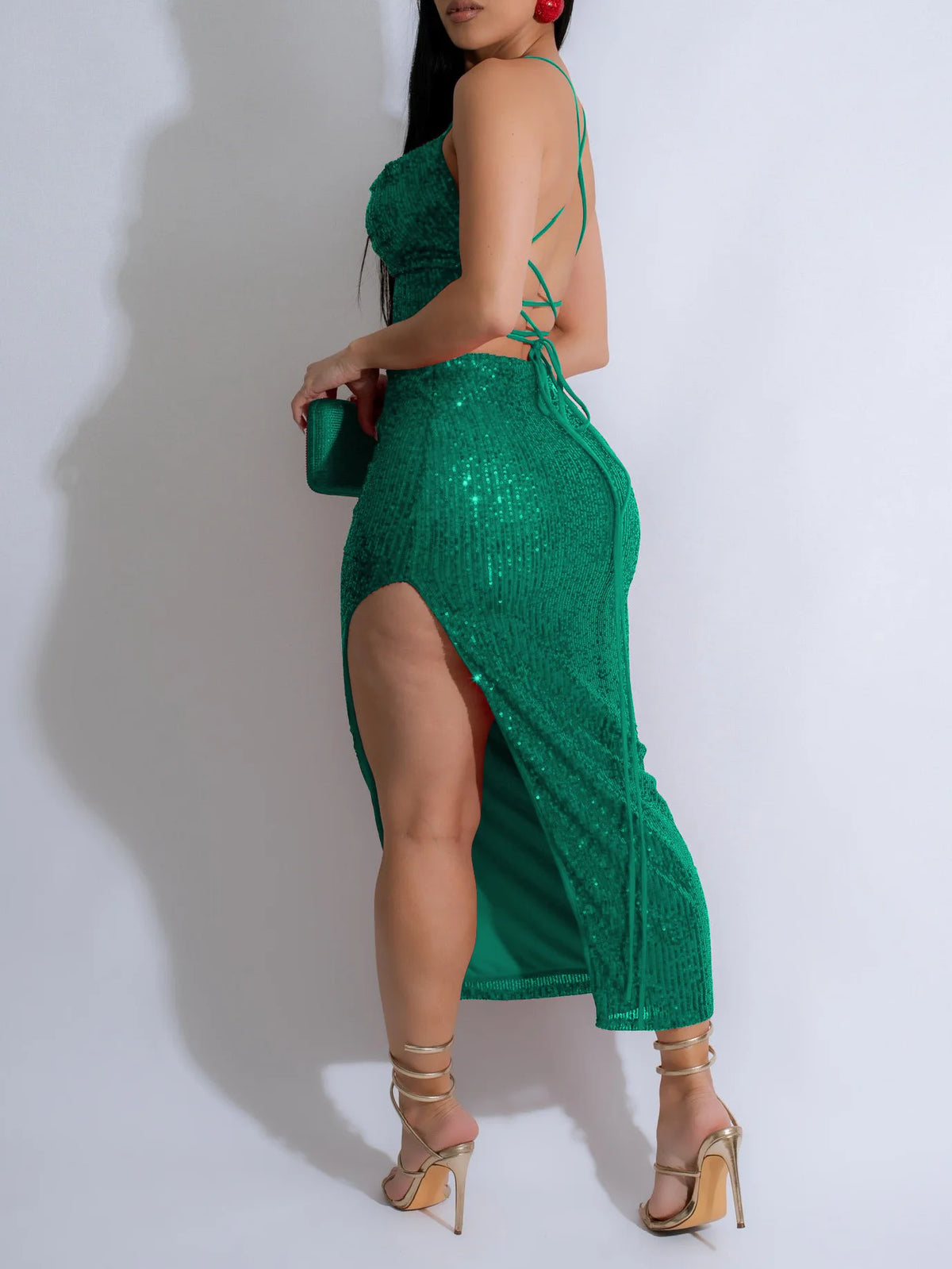 Tatiana Strapless Sleeveless Sequined Two Piece Sets
