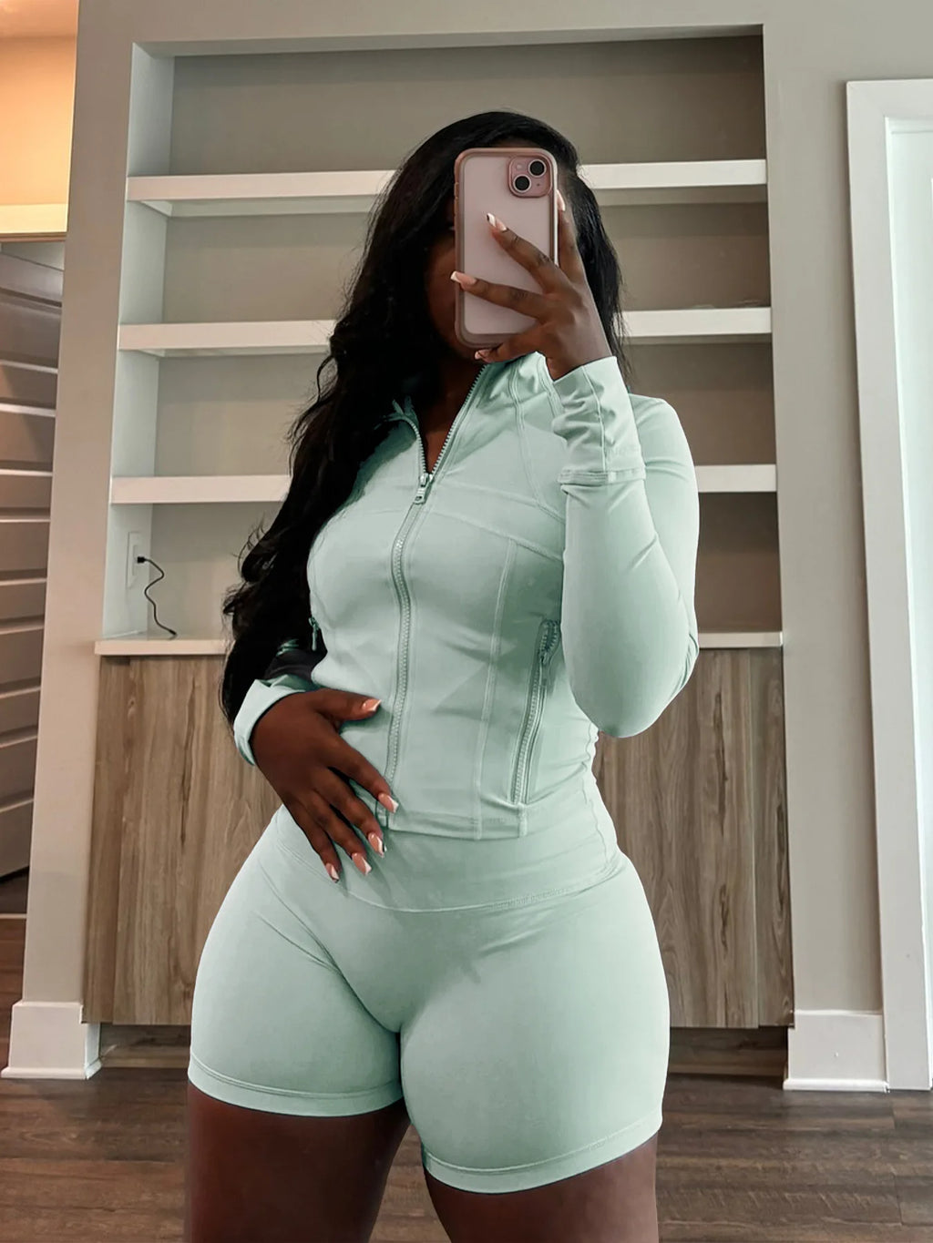 Olivia Fall Siold Bodycon Zipper Tracksuits Two Piece Sets