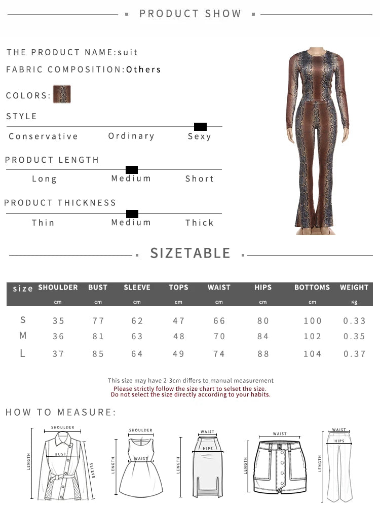 Kemptville Snake Colorful Print Tracksuit Tight Crop Stretch Streetwear Matching Set