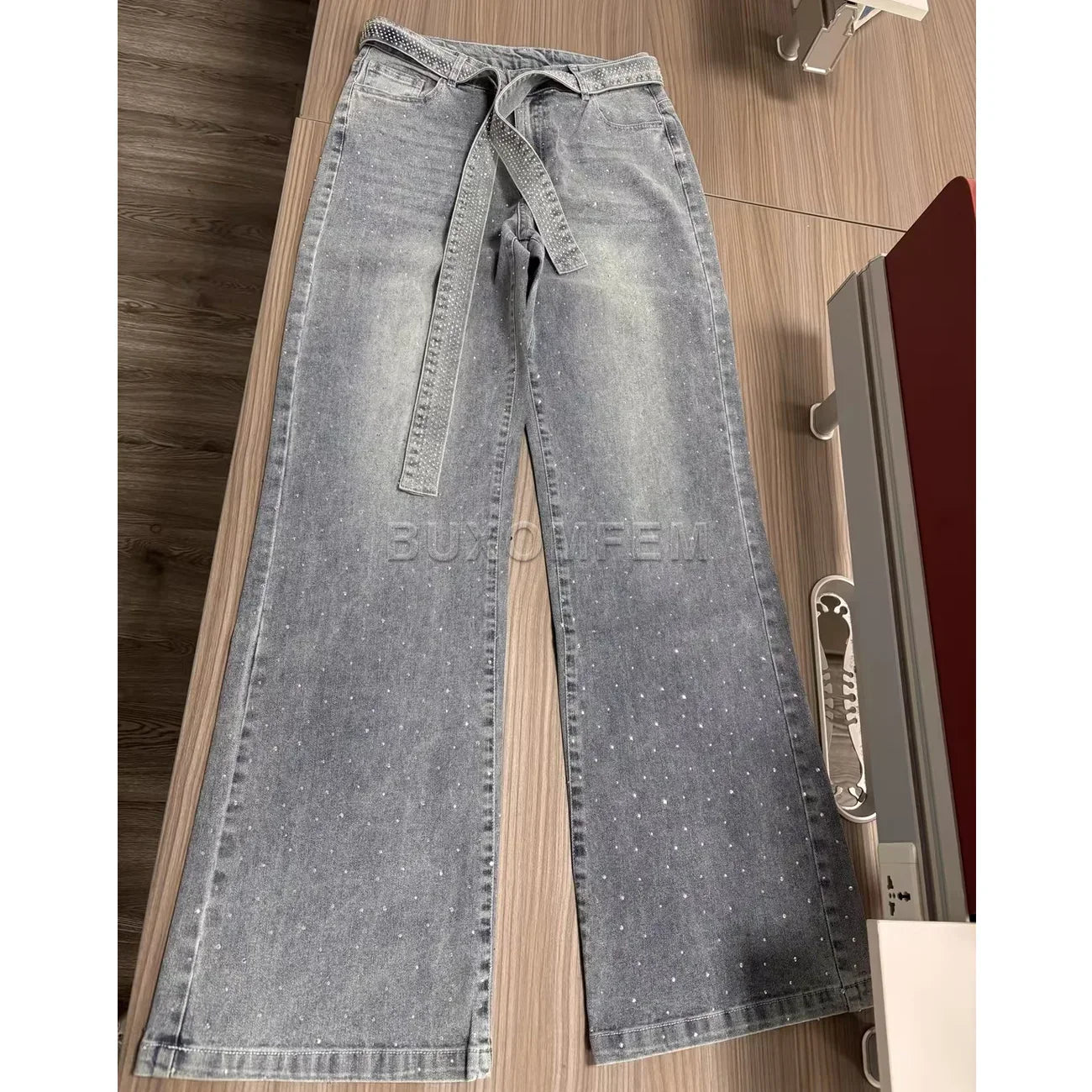Matawan Drilled Straight Leg Stylish Baggy Streetwear Outfit Wide Leg Loose Jeans