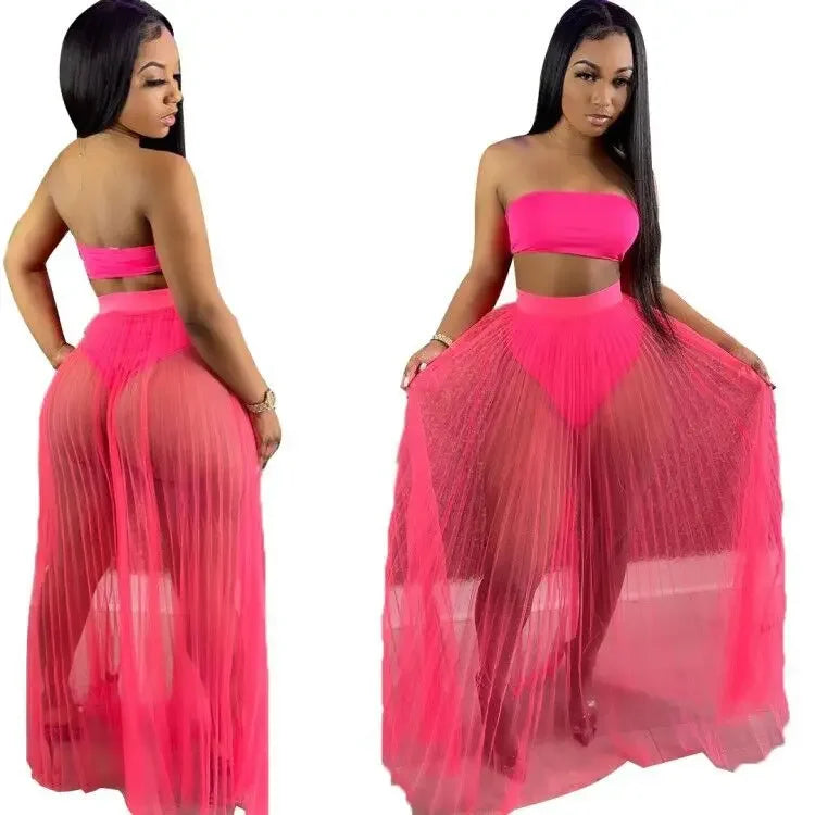 Ashley Women Mesh See Though Two Piece Sets