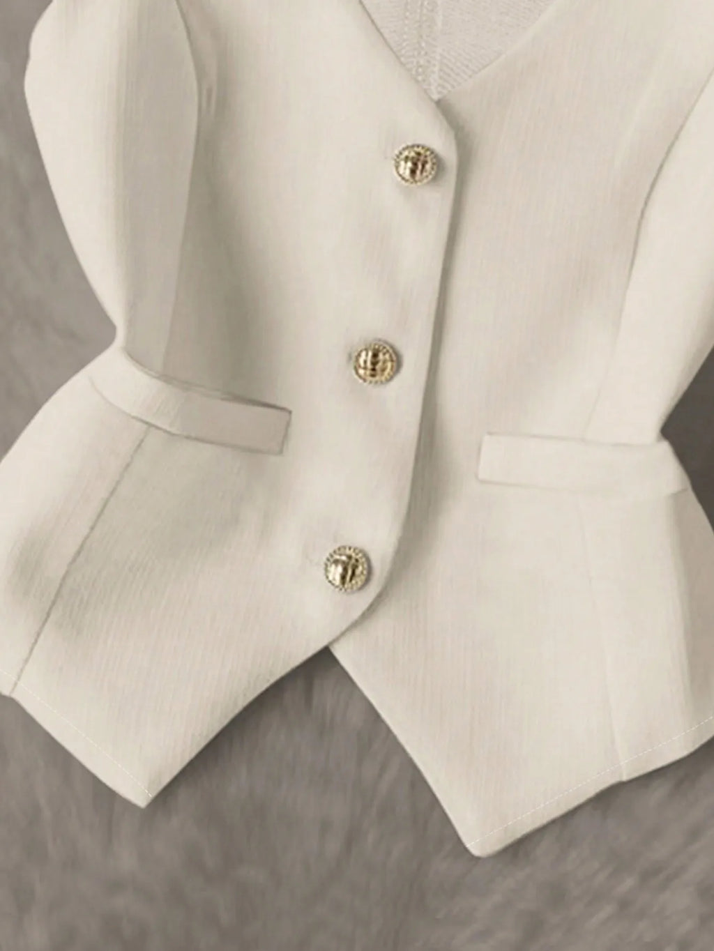 Lisbeth V-Neck Waist-Cinching Vest & Pleated Two Piece Sets
