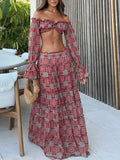 Grace Off Shoulder Cropped Two Piece Sets