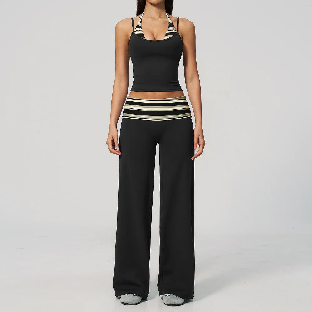 Francisca Polka Dot And Striped Workout Two Piece Sets