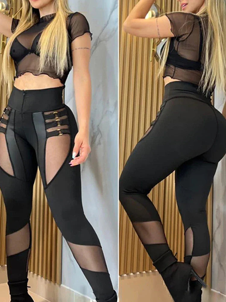 Jefferson Solid Tight High Waist Slim Fit Sheath Long Pants Hip Trousers