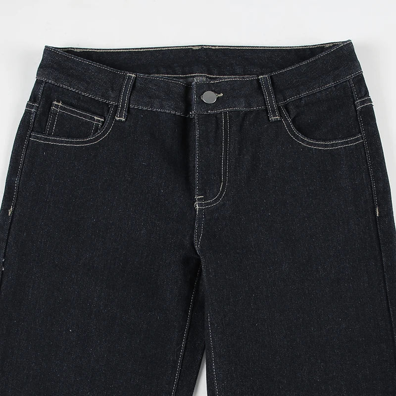 Women's Slim Fit Flared Jeans Y2K Vintage Low Rise Stretch Denim Pants