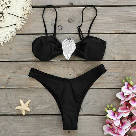 Cutchoque Off Shoulder Bikini Trend Swimwear Lady Holiday Bath Set