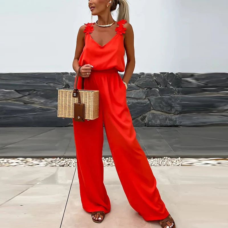 Female Jumpsuit For Women Casual Summer Solid Loose Long Jumpsuit Overalls Female