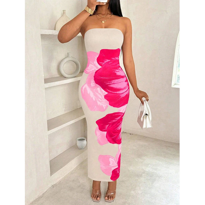 Kearny Fashion Sexy Ethos Elegant Slim Fit Printed with Chest Spread Dress
