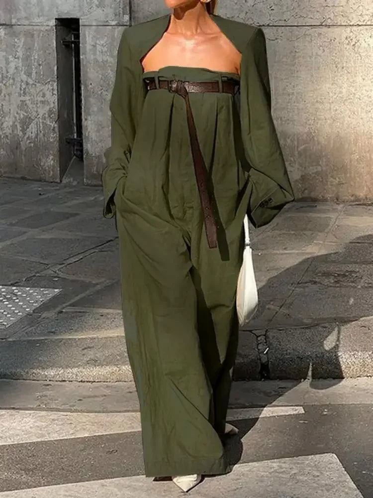 Women's Fashion JumpSuit Long Sleeves Collarless Jumpsuits