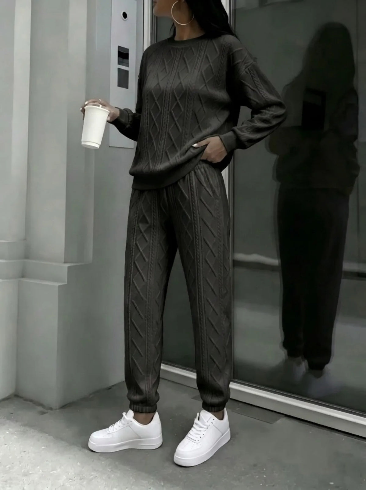 Ela Crewneck Long Sleeve Casual Loose Two Piece Sets