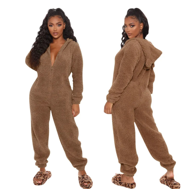 Plus Size One-Piece Jumpsuit for Women, Elegant Overalls, Full Length, Thickened, Autumn