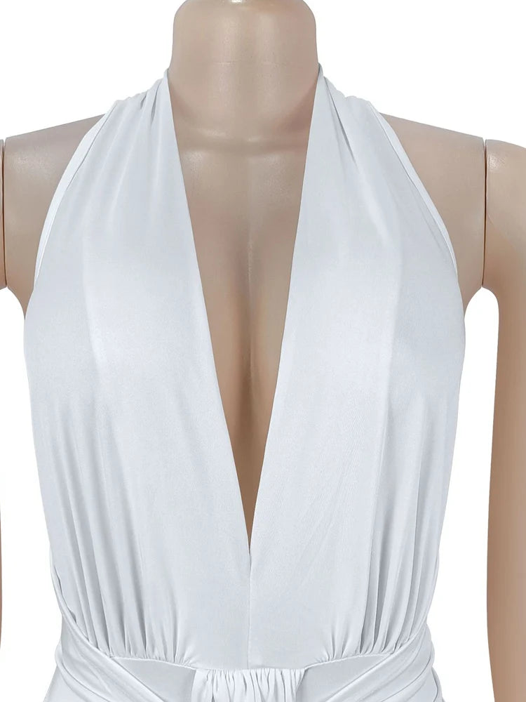Bethelem Halter Maxi Elegant Backless Ruched Bodycon Long Gown Party Dress