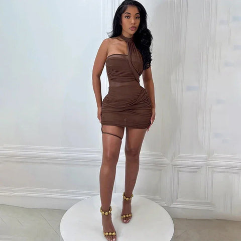 Sheepshead Bay See Through Sexy Cross Bandage Bodycon Dress