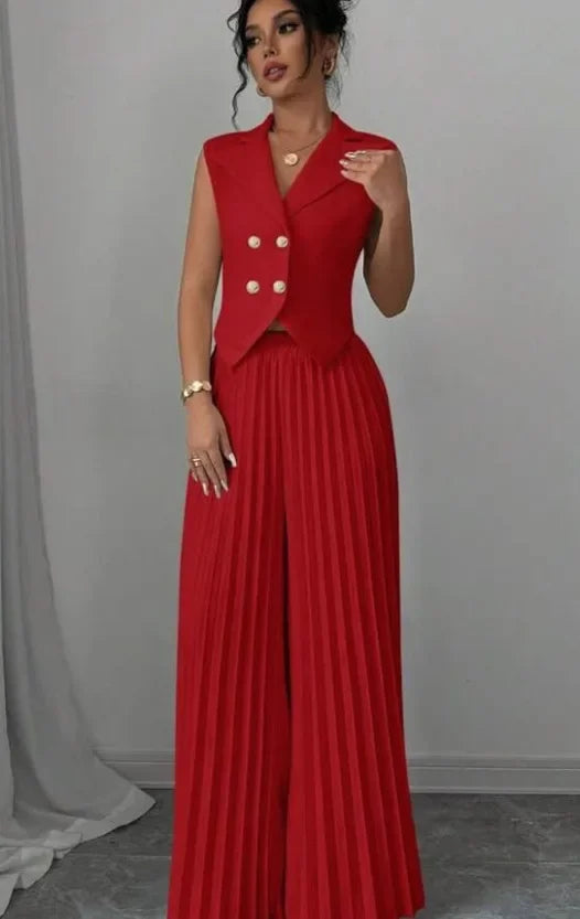 Jessy Fashion Solid Office Suit Casual Two Piece Set