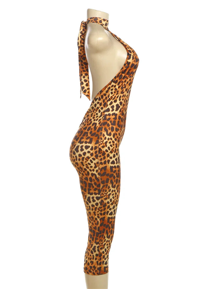 Endicott Backless Playsuits Halter Off Shoulder Skinny Stretch Wrap Jumpsuit