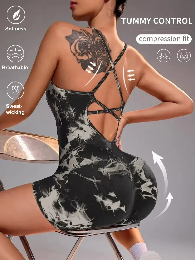 Hershey Tight Fitting High Elasticity Integrated Exercise Workwear Sports Jumpsuit