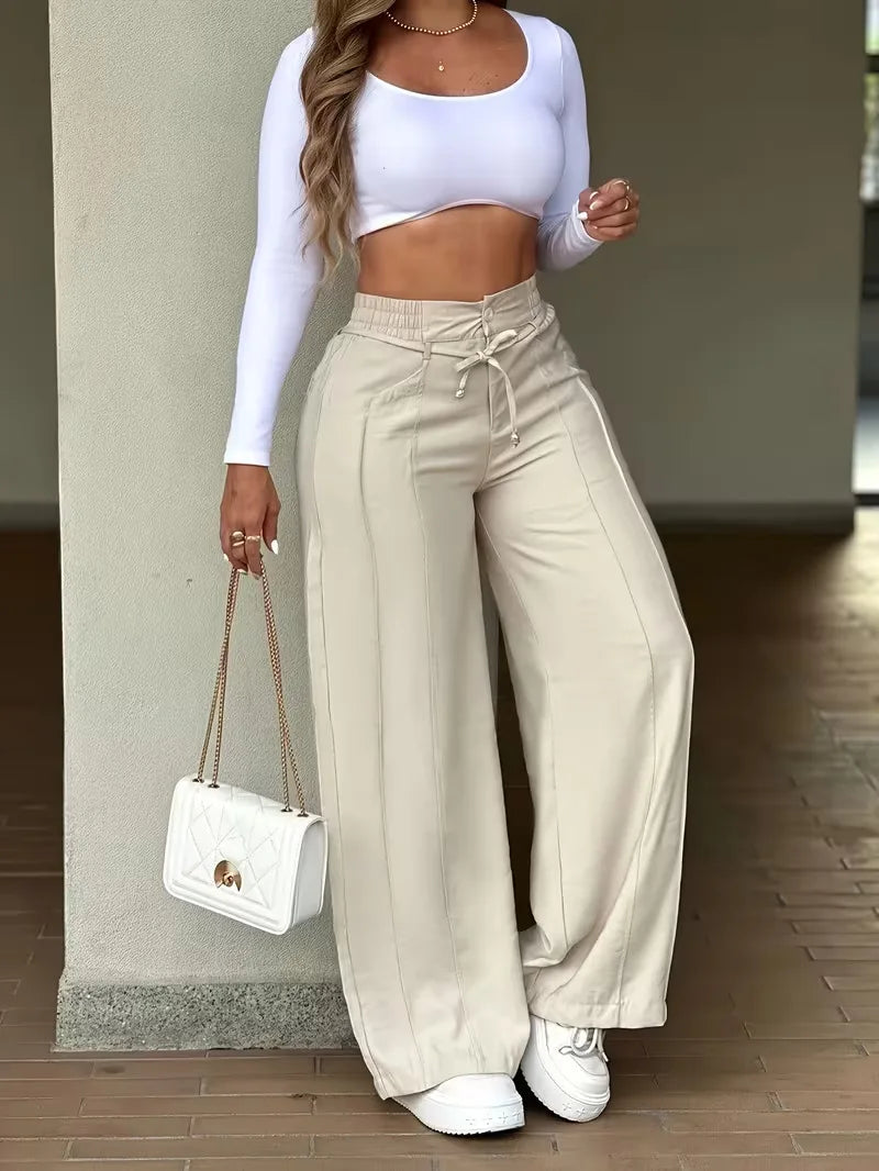 Ana Chic Loose Elegant Lace-up Two Piece Sets