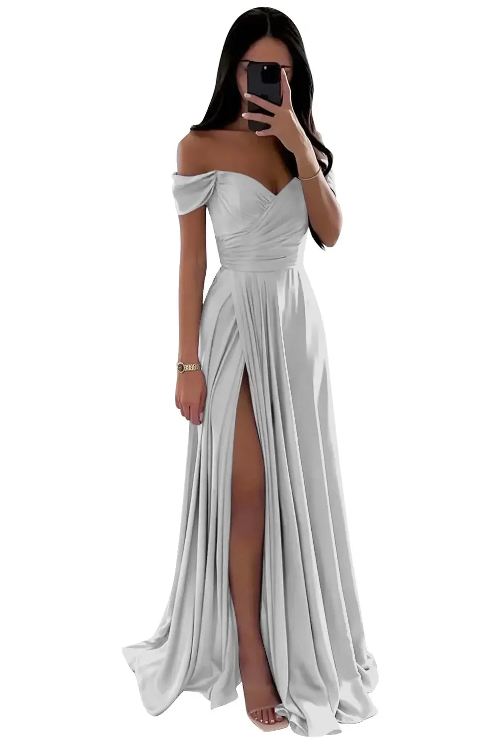 Basking Ridge Off the Shoulder Prom V-neck Backless Party Formal Evening Dress