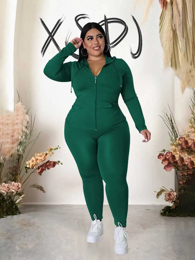 Arianna Plus Size Outfit Stretchy Two Piece Sets