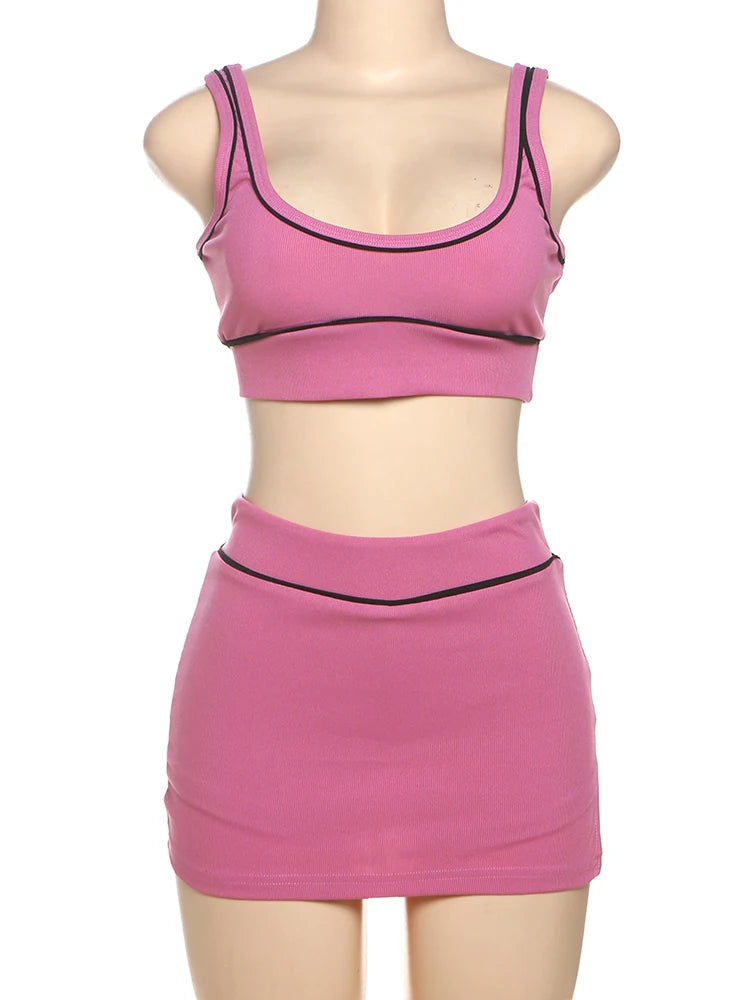 Nixy Skinny Ribbed String Backless Two Piece Sets