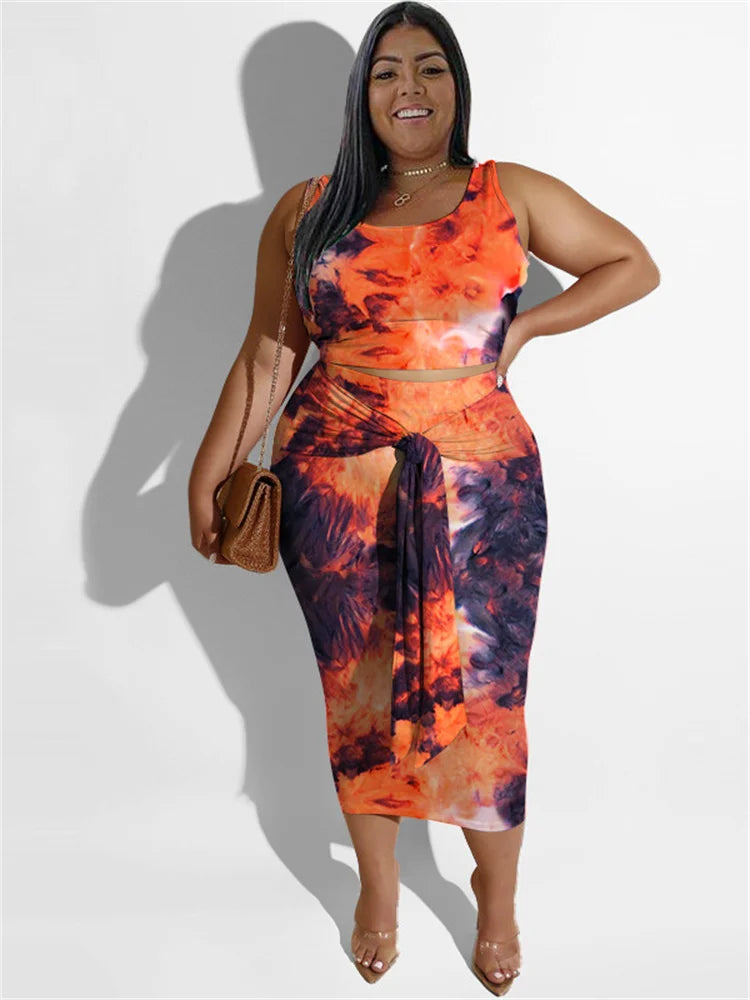 Leah Plus Size Clothing Floral Printed Two Piece Sets