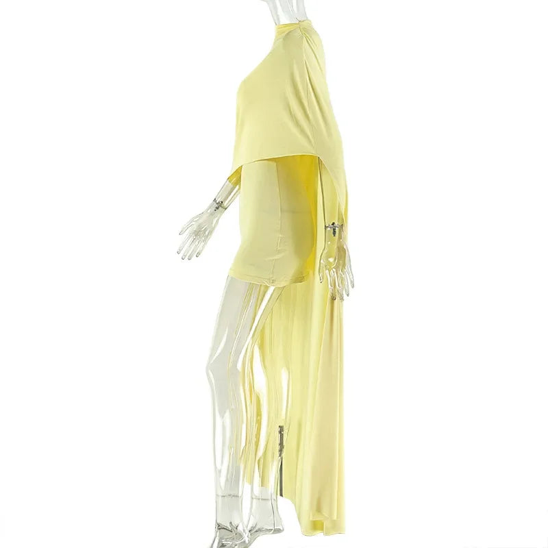 Union Village Patchwork Cloak O Neck Fashion Stretch Sexy Elegant Skinny Dress