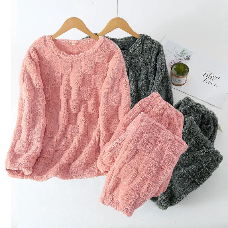 Lia Autumn Winter Plaid O-Neck Pullover Two Piece Sets