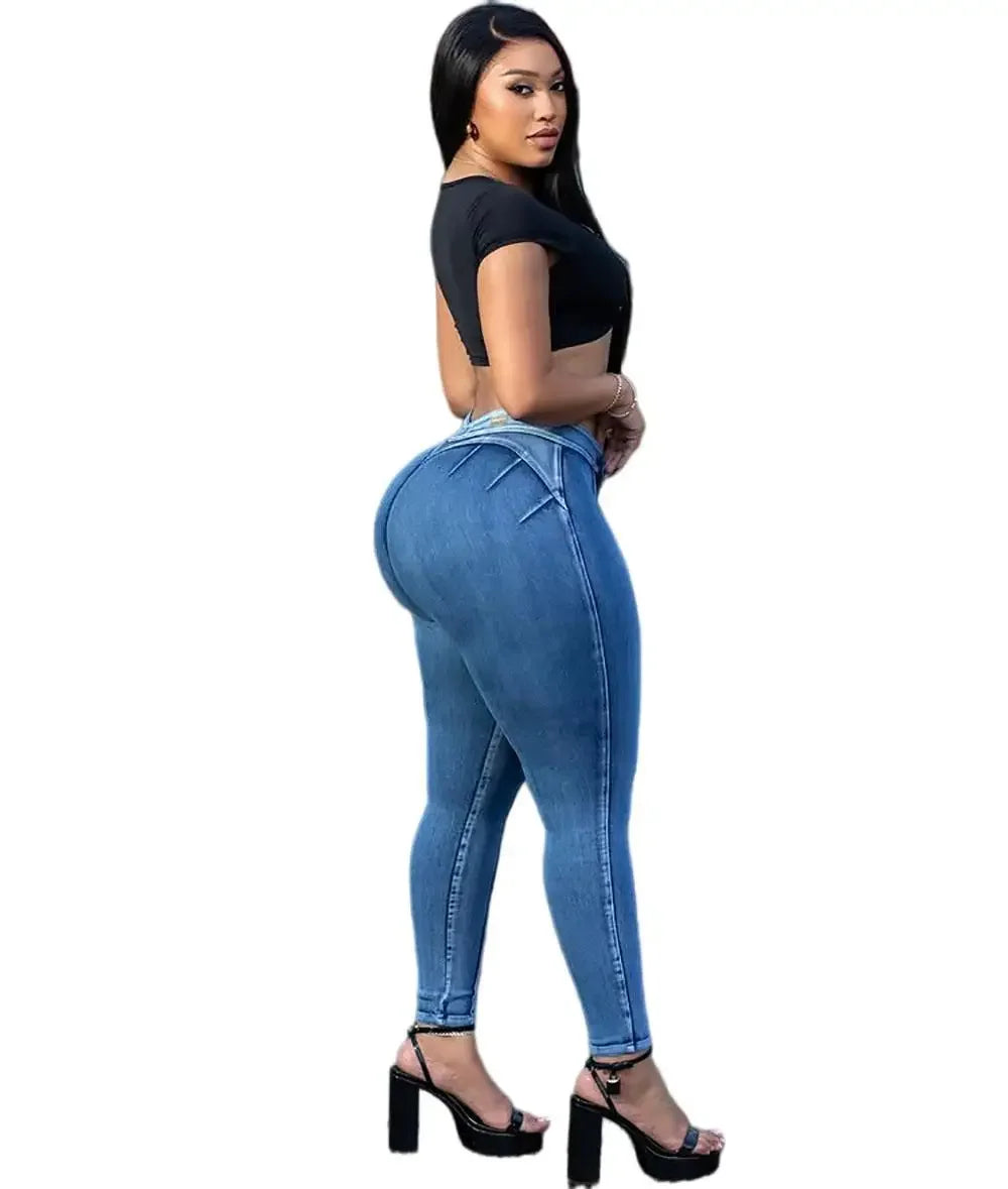 Emerson High Waist Slim Fit Washed Blue Stretchy Slimming Street Style Fashion Casual Pants
