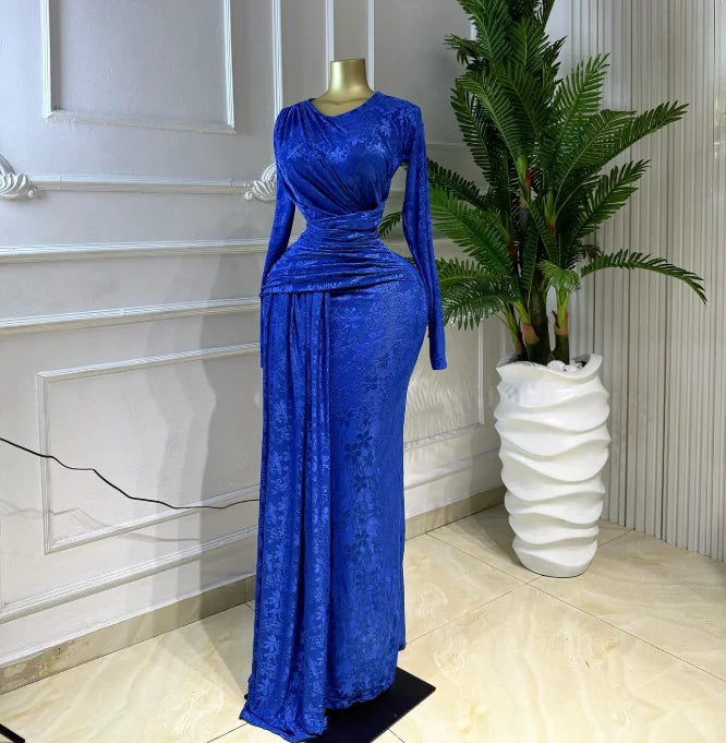 Sendaya Ribbon O Neck Long Sleeve Classic Maxi Dress