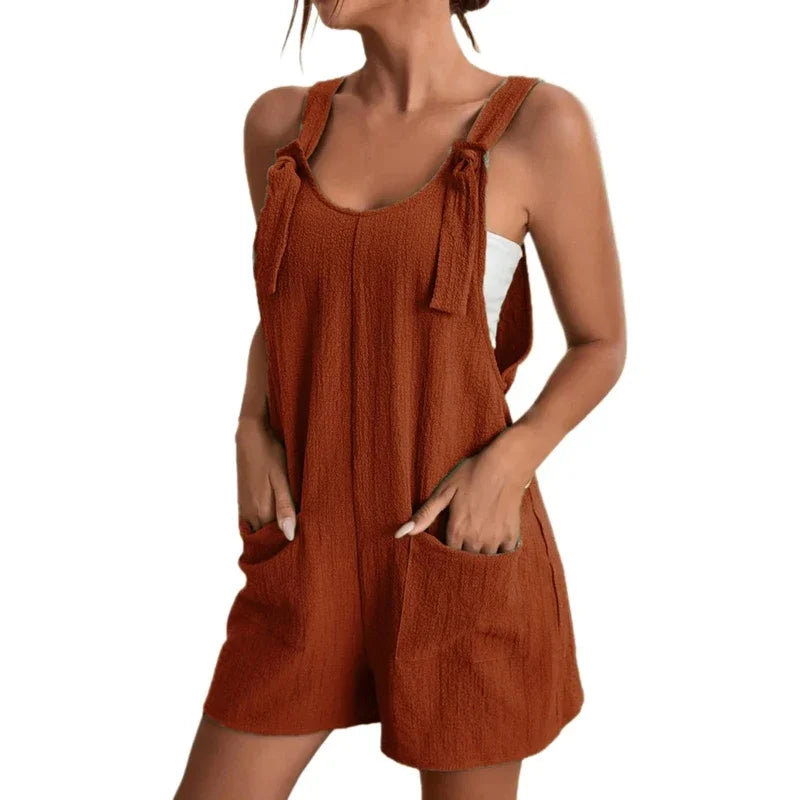 Plus Size Women's Jumpsuit Overalls Sleeveless Loose Sleeveless Wide  Solid Casual Daily with Pockets