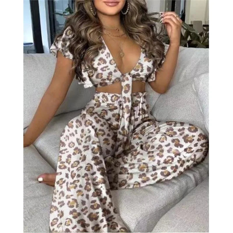 Hilda Belted Low Long Thouser Casual Two Piece Sets