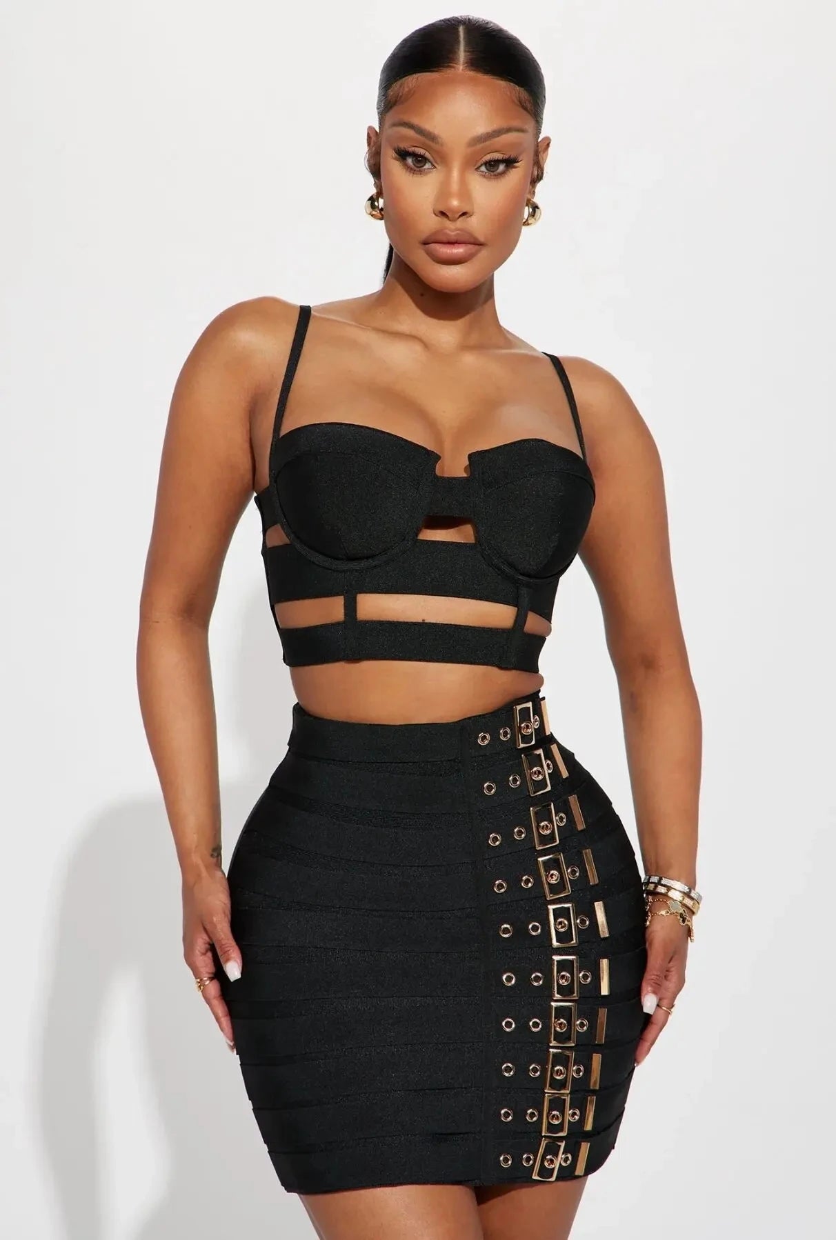 Rosaura Sexy Bandage Fashion Pencil Two Piece Sets