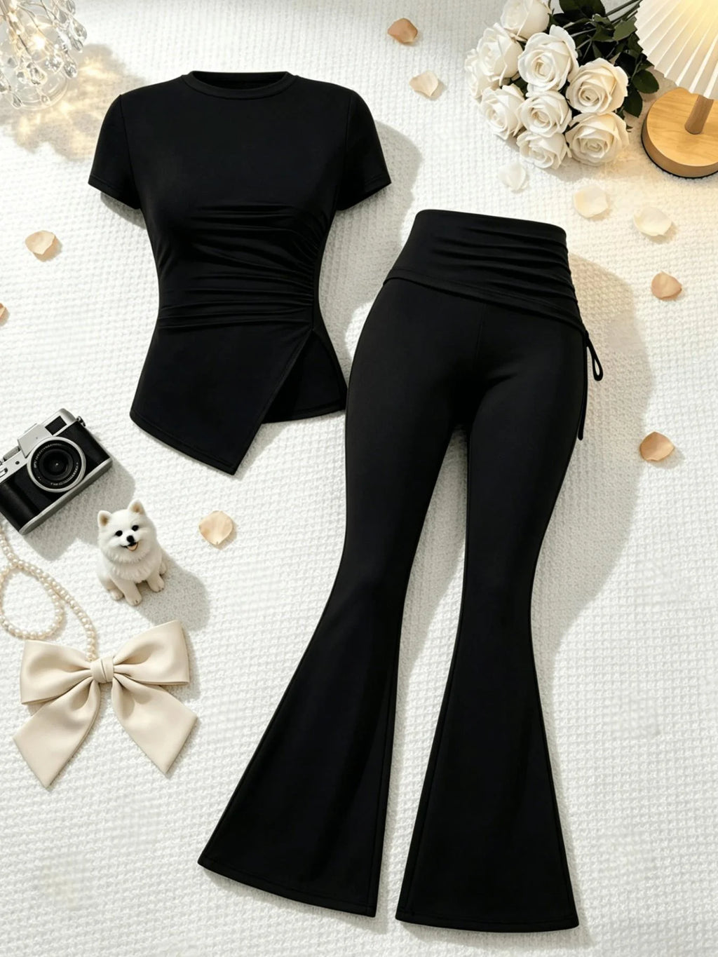 Ashley High Waist Fold Over Side Two Piece Sets