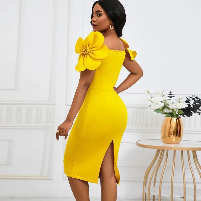 Rochelle Park Socialite Elegant Three-dimensional Flower Elegant Banquet Dress