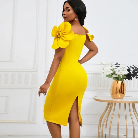 Rochelle Park Socialite Elegant Three-dimensional Flower Elegant Banquet Dress
