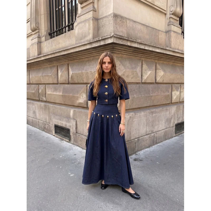Daniela Fashion Casual Unique Metal Two Piece Sets