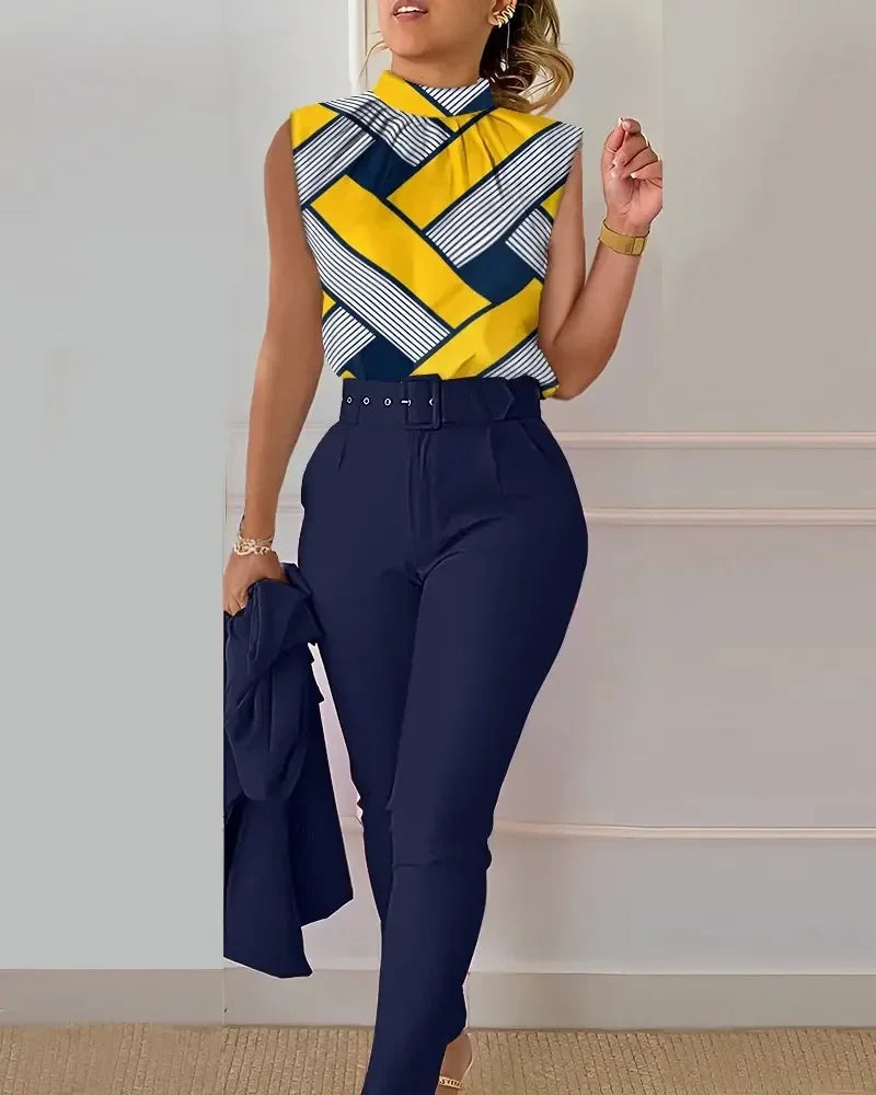 Alexandra Set Women Stand Collar 2 Pieces Sets