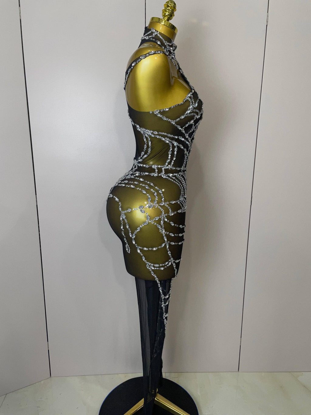 Hamburg Sparkly Diamonds Sexy Mesh Nightclub Clothing Drag Queen Jumpsuit