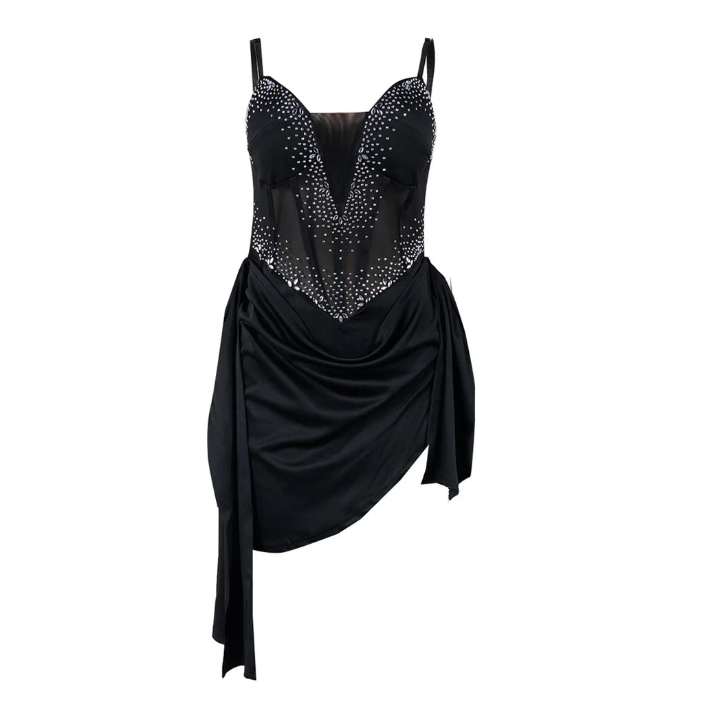 Mapleton Rhinestones Mesh Tunic Sleeveless Split Bodycon Midi Maxi