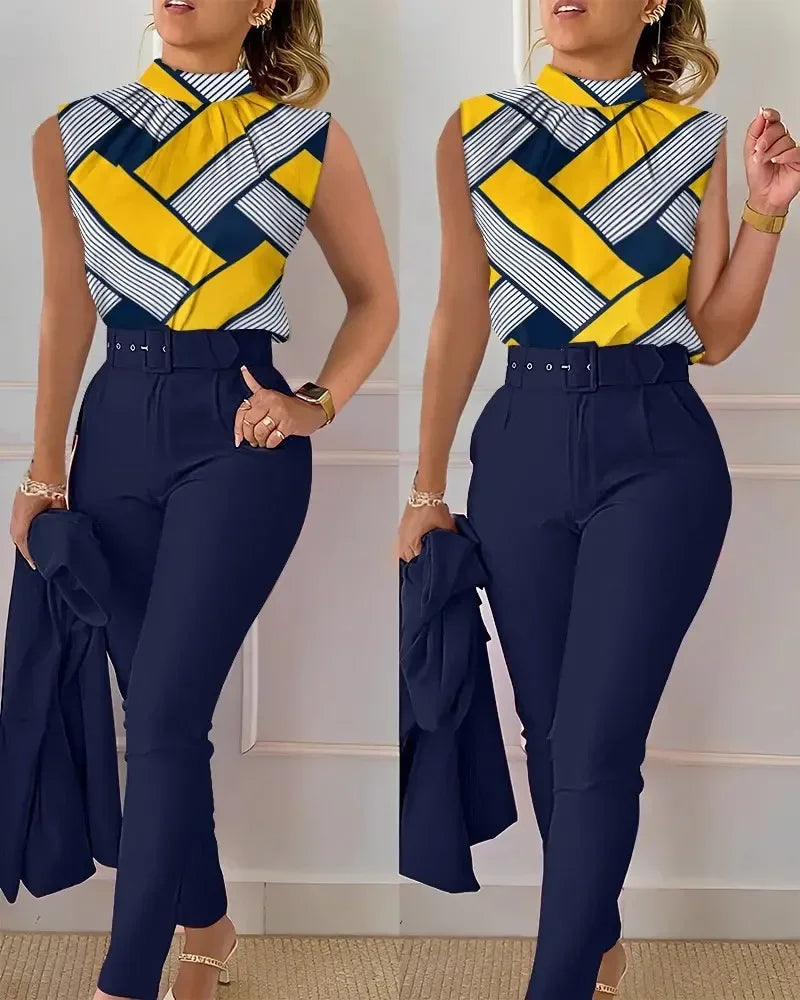 Alexandra Set Women Stand Collar 2 Pieces Sets
